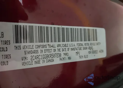 2019 Chrysler Pacifica Limited из США, поврежденный, VIN 2C4RC1GG8KR507230